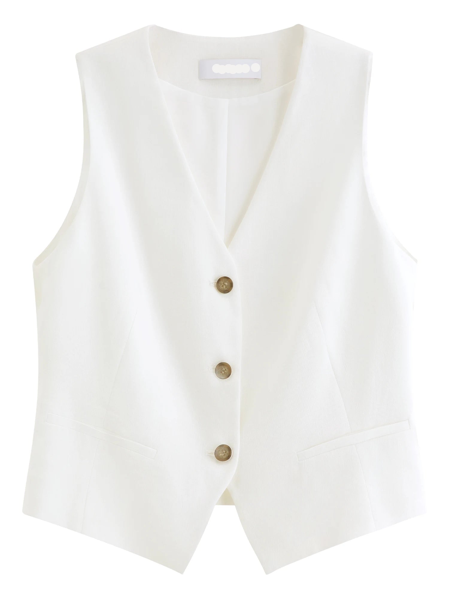 Loose-Fit V-Neck Woven Sleeveless Vest