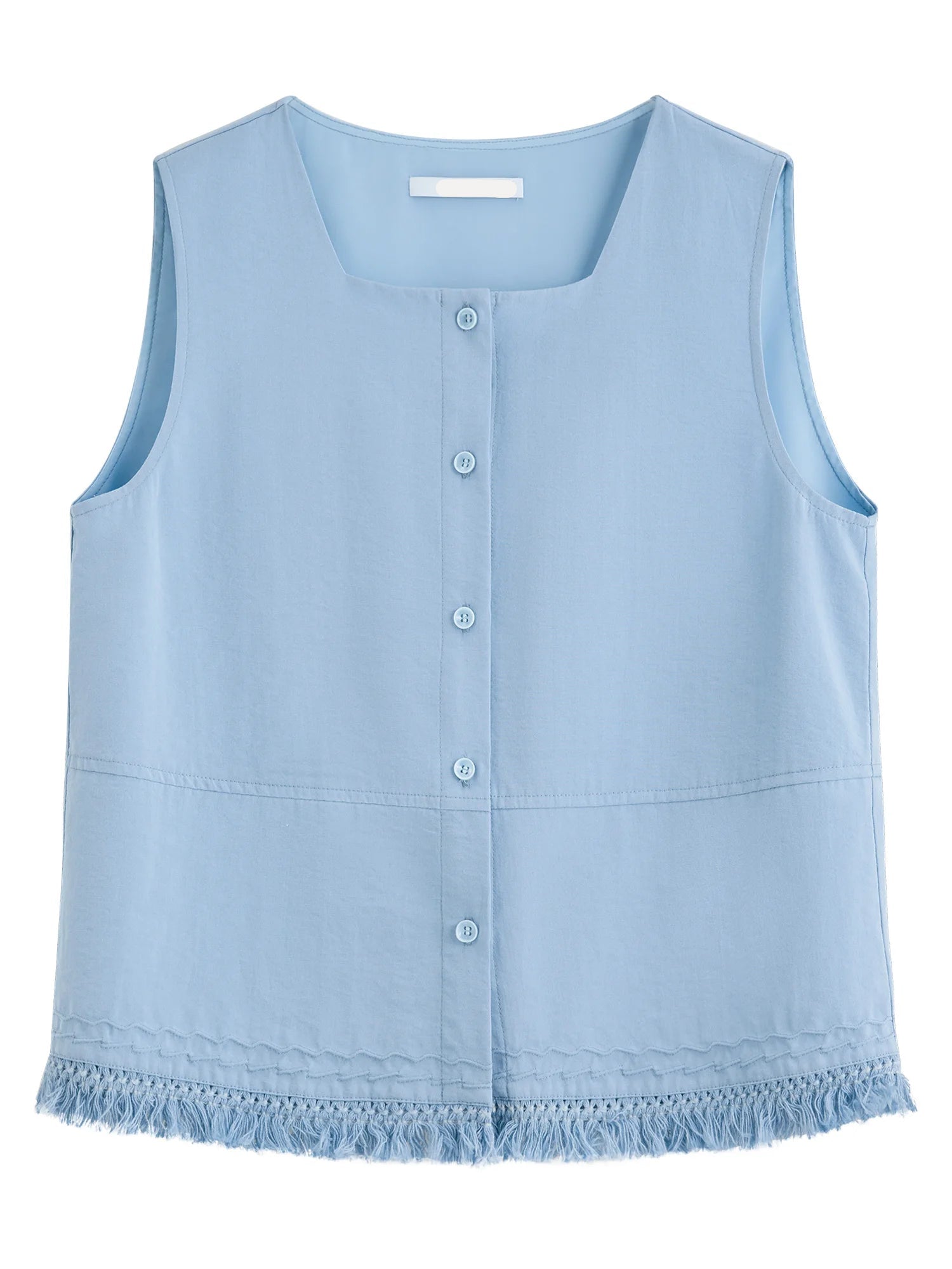 Square-Neck Knitted Sleeveless Vest